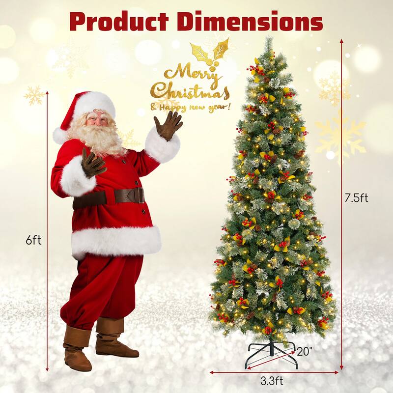 Gymax 5/7.5/9 FT Artificial Xmas Tree w/ 1416 Branch Tips 560 Warm