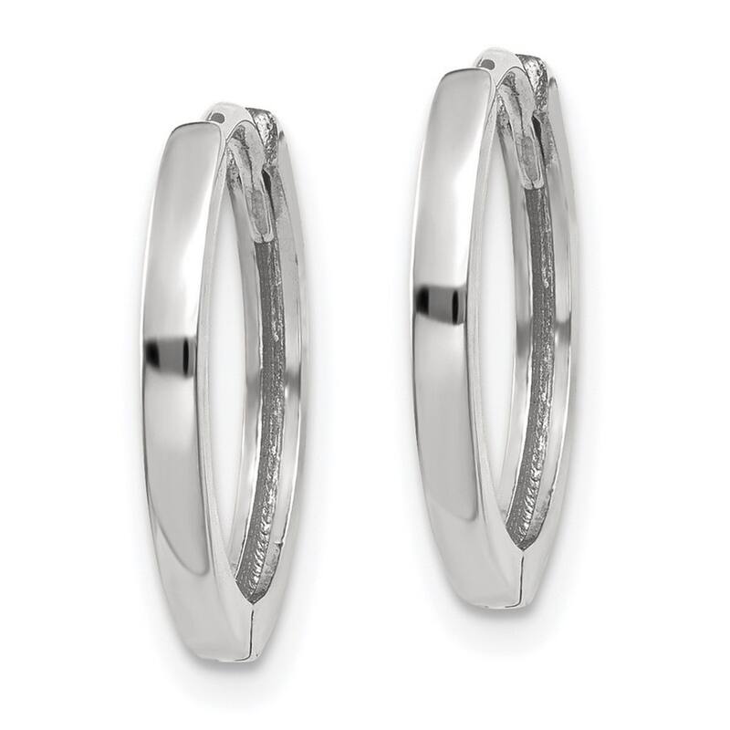 Curata 14k White Gold 11x1.5mm Solid Polished Hinged Earrings