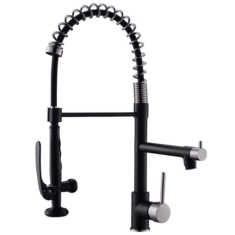 Pull Down Kitchen Faucet with Sprayer Matte Black Kitchen Sink Faucets - Black