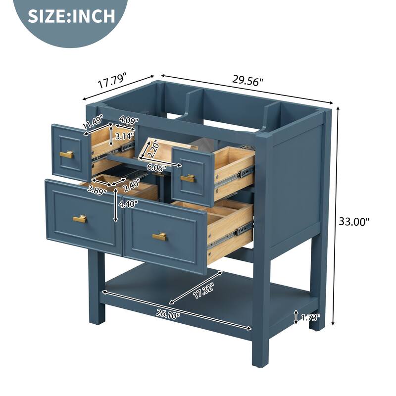 Free Standing Single Bathroom Vanity with 5 Drawers Bathroom Storage Cabinet