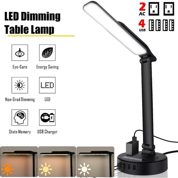 Desk lamp with usb port outlet and power outlet
