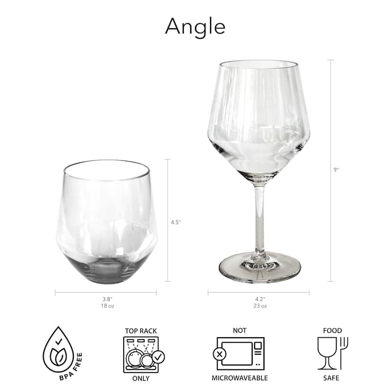 Abode Homewares by TarHong Angle Goblet, Blue, 23 oz, Set of 6