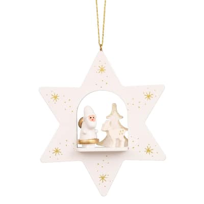 4" Gold White Star With Santa Collectible Christian Ulbricht Ornament