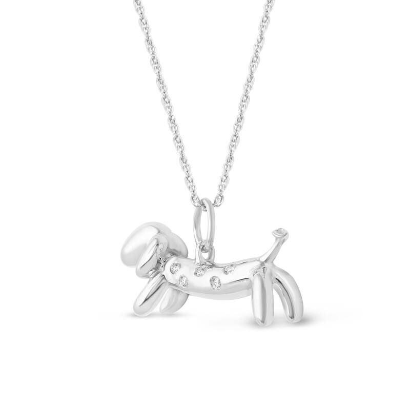 1/20ct Diamond Dachshund Dog Pendant Necklace in Gold Plated Silver for Women