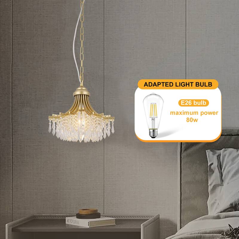 Single Bulb Matte Gold Fan Shaped Chandelier