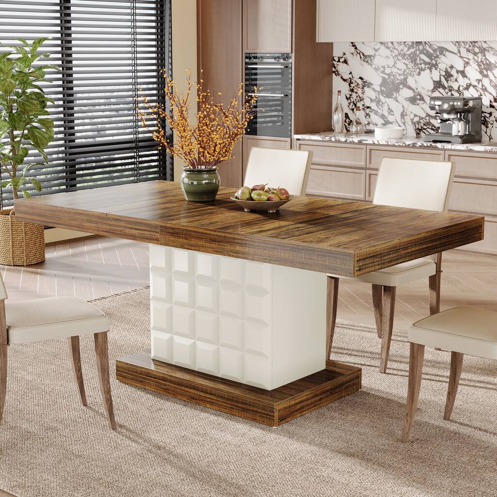 63'' Wooden Dining Dinner Table for 4-6, Farmhouse Kitchen Table