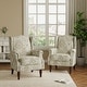 preview thumbnail 4 of 85, 2 Set Transitional Patterned Wingback Accent Chairs with NailHead