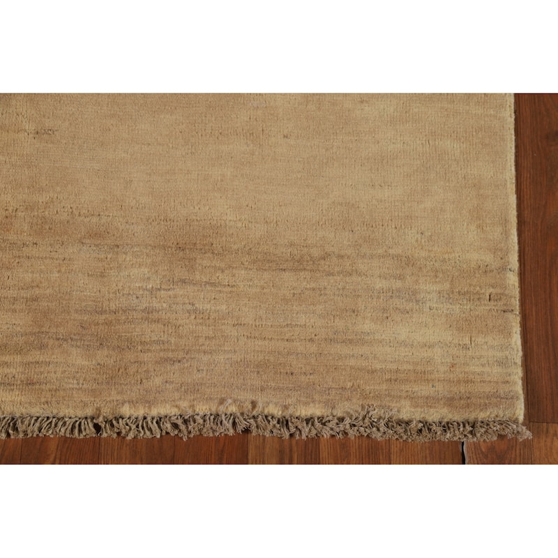 Light Brown Gabbeh Modern Rug Handmade Wool Carpet - 4'1"x 5'10"