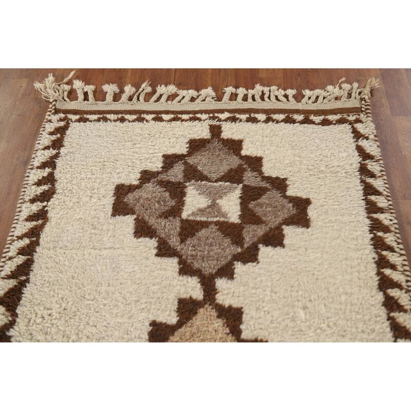 Anatolian Beige Turkish Runner Rug Hand-knotted Wool Carpet - 3'5"x 10'9"