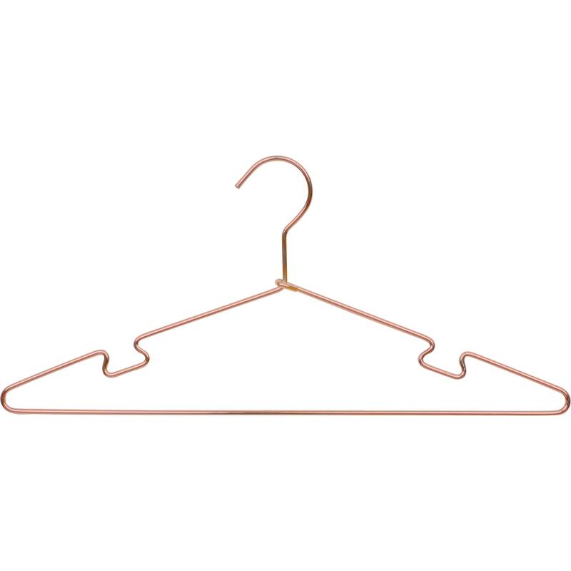 Rose Gold Finish Metal Top Hangers with Notches, 17" Length x 3/16 Round Width Box of 25