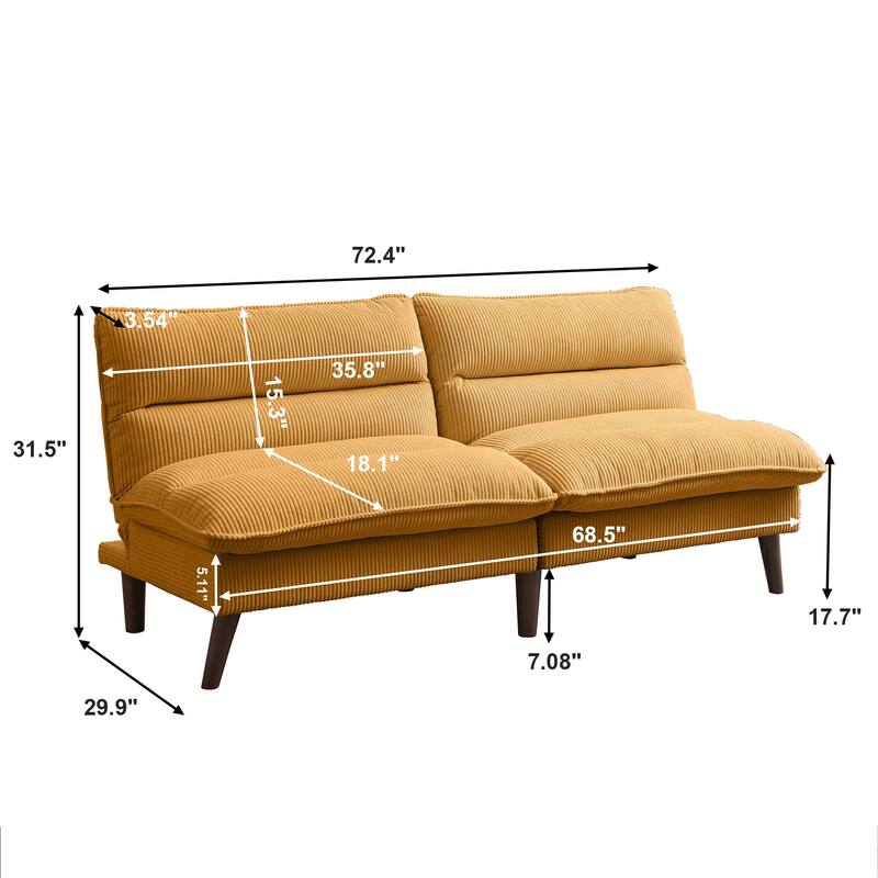 Cordury Armless Futon Sofa Bed