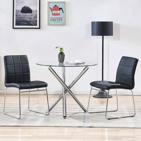 SICOTAS 3 Pieces Dining Set Modern Dining Table and Chairs(BLACK)