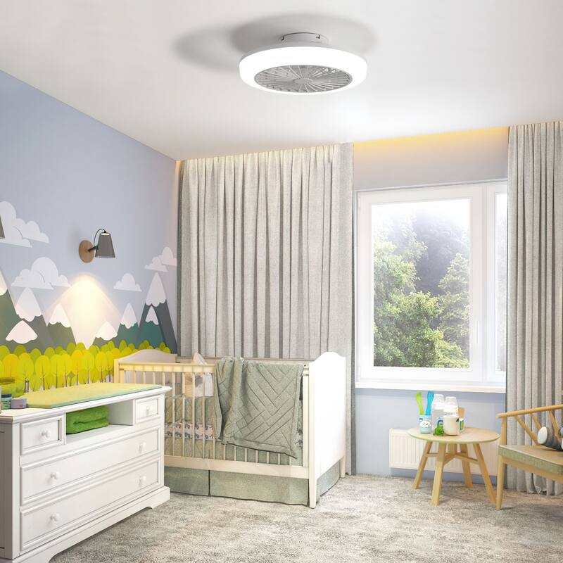 Modern Enclosed Ceiling Fan with Light Adjustment and Remote Control, Reversible Motor for Bedroom and Lounge Area