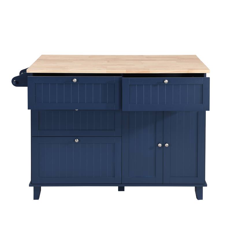 3-piece Drop Leaf Kitchen Island Set with 2 Seatings and Towel Rack