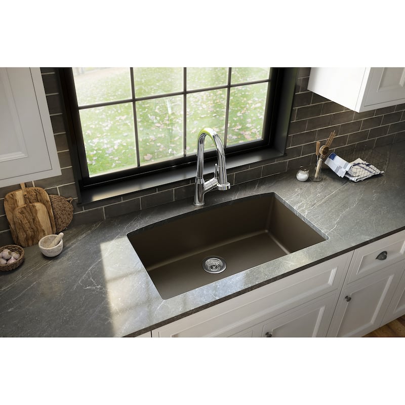 Karran Undermount Quartz 32 in. Single Bowl Kitchen Sink Kit