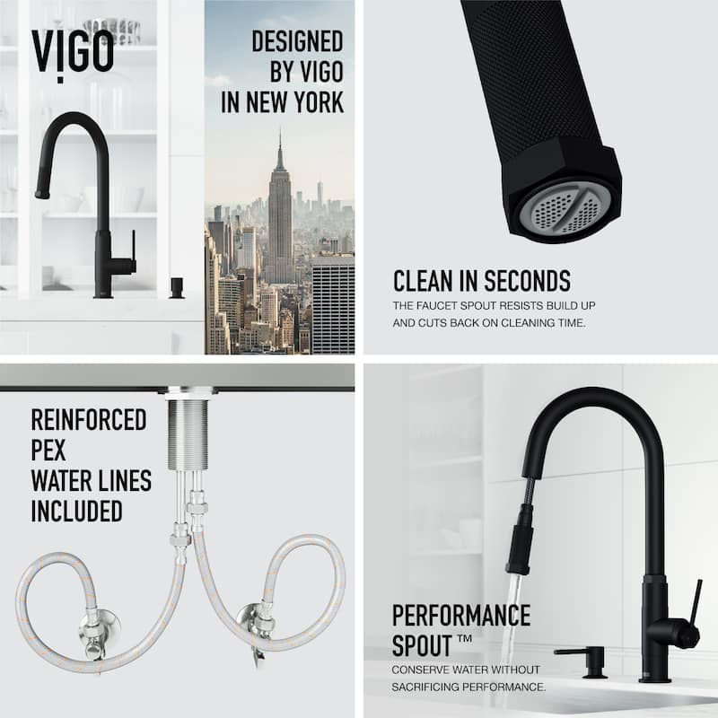 VIGO Hart Arched 18" H Single Handle Pull-Down Kitchen Faucet
