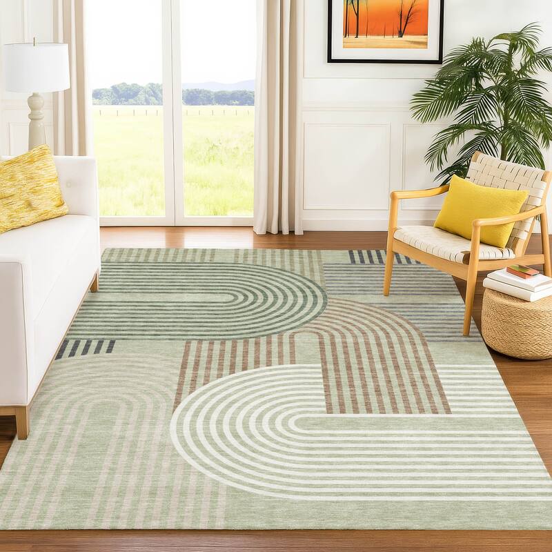 Machine Washable Indoor/ Outdoor Modern Basehor Chantille Rug