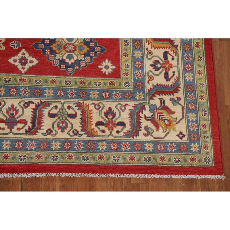 Geometric Kazak Area Rug Wool Carpet - 8'0" x 10'4"