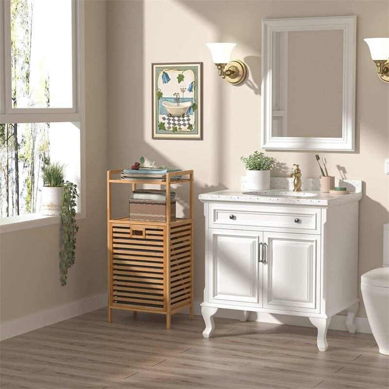 Bamboo Tilt-Out Laundry Hamper Cabinet - 13.07"D x 17.33"W x 37.72"H