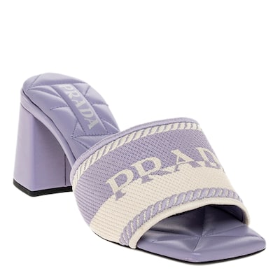 Prada Logo Embroidered Fabric Slides