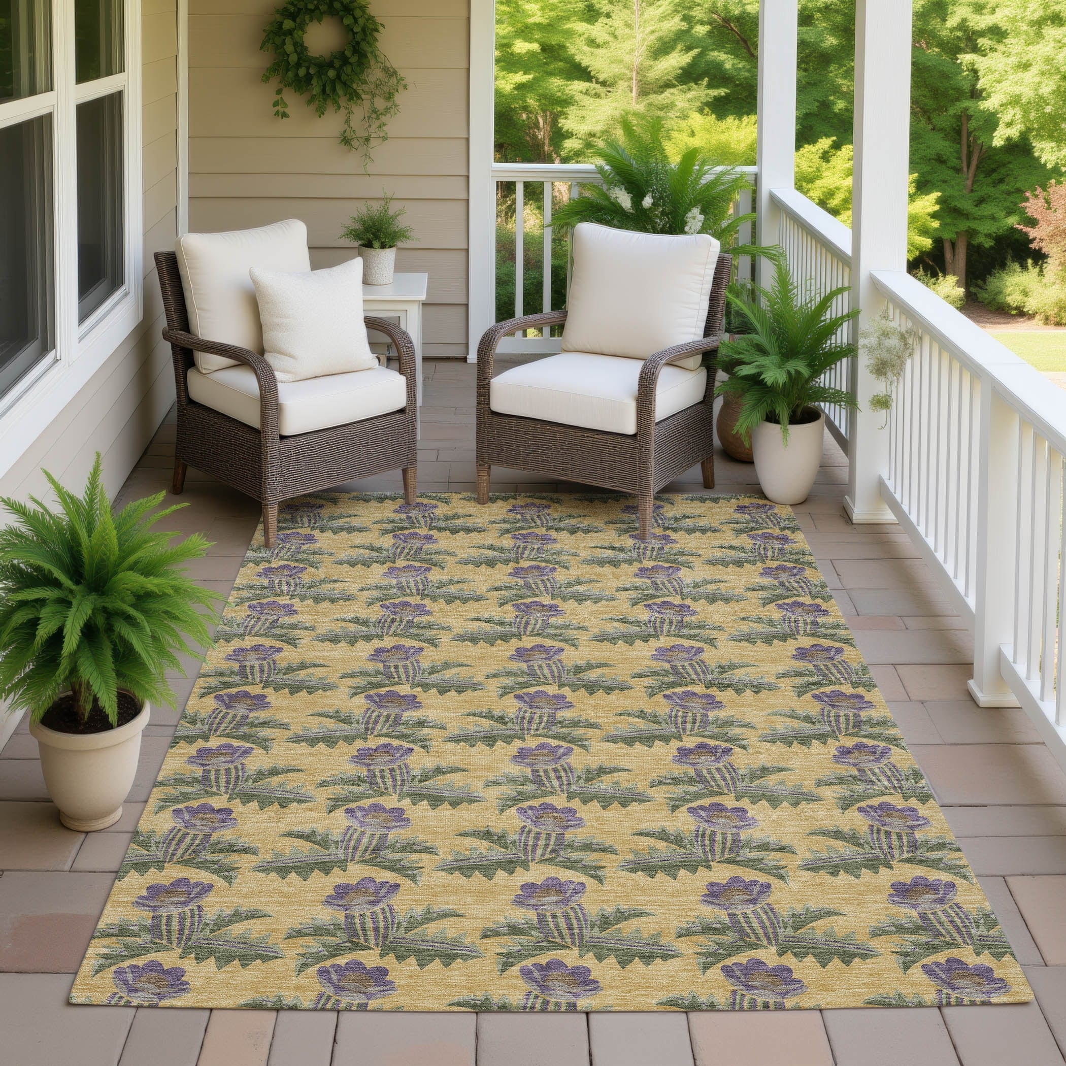 Machine Washable Indoor/ Outdoor Floral Romeo Chantille Rug