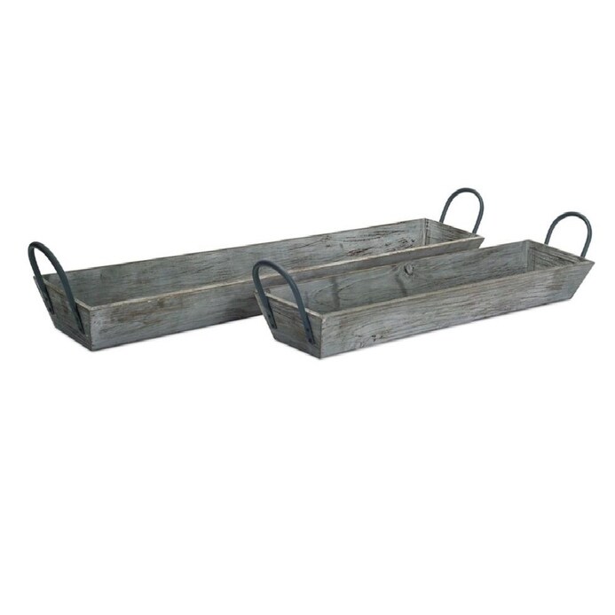 Shop Set Of 2 Decorative And Distressed Gray Wooden Trays With