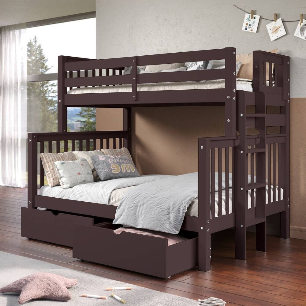 Taylor & Olive Trillium Twin over Full Bunk Bed, 2 Drawers