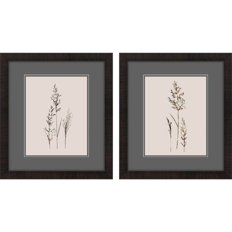 HomeRoots Set Of Two Delicate Stems Brown Framed Wall Art