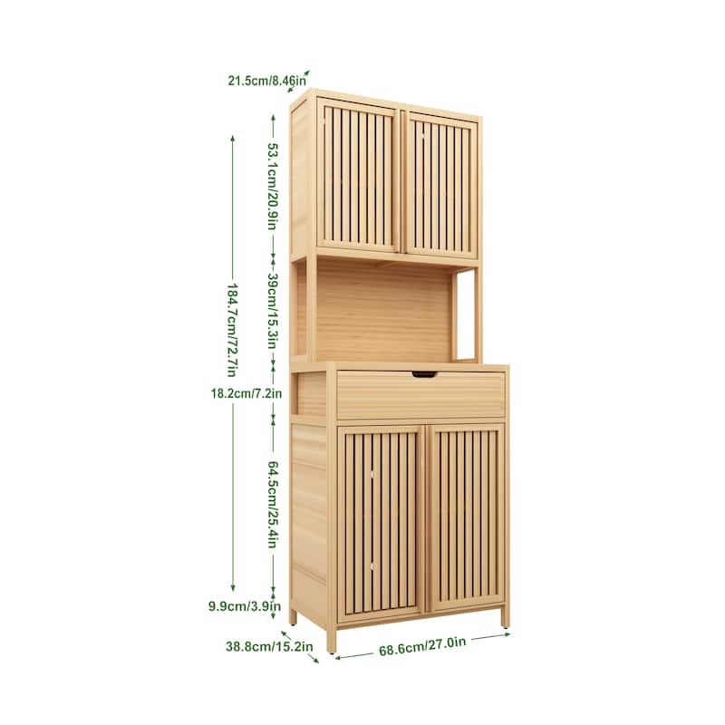 double-door bamboo high-capacity storage cabinet for main living spaces such as dining rooms, bedrooms, and living room