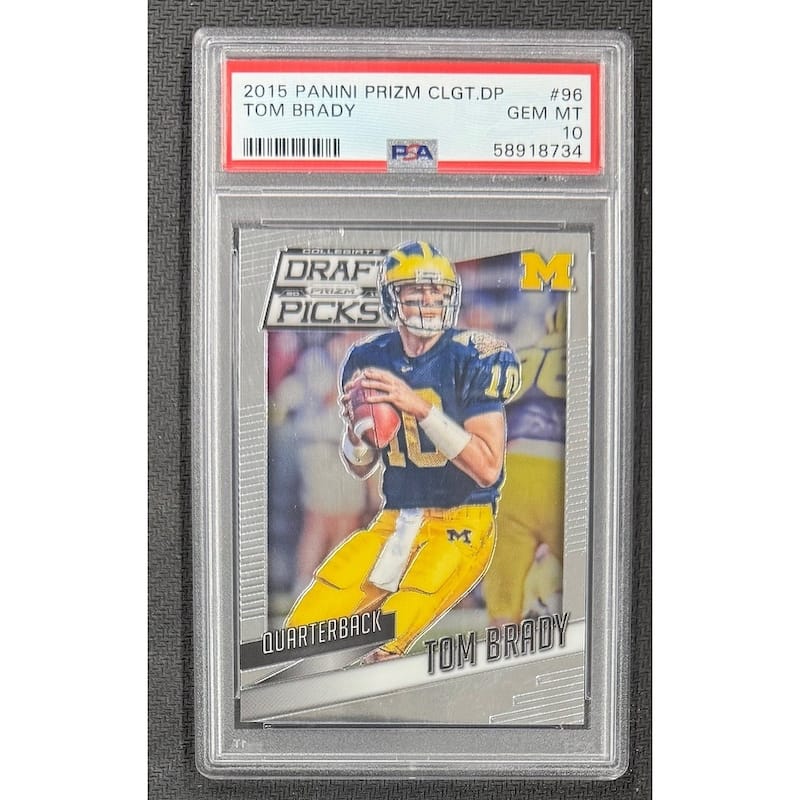 Tom Brady 2015 Panini Prizm Collegiate Draft Picks Football Card #96 Graded PSA 10 Cert #58918734 - 8' x 11'