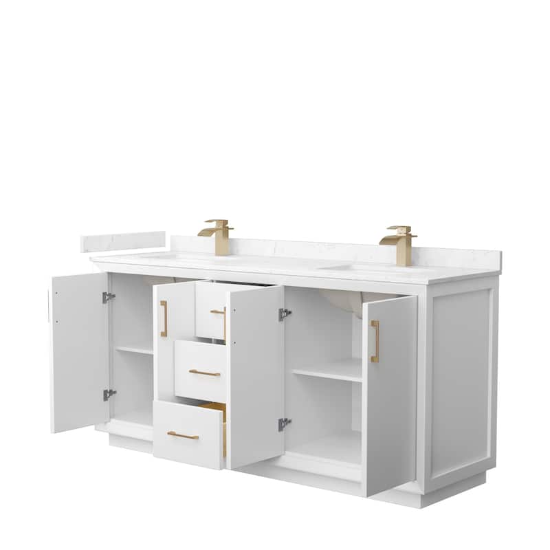 Strada 72-Inch Double Vanity Set, Cultured Marble Top