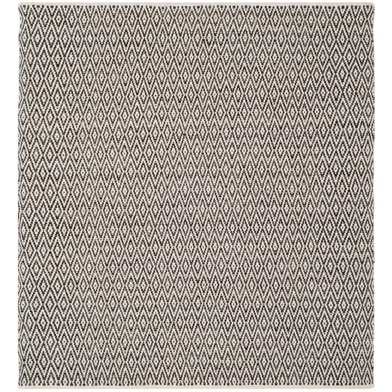 SAFAVIEH Handmade Flatweave Montauk Huxley Sisal Casual Cotton Rug - 6' Square - Ivory/Dark Grey