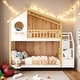 preview thumbnail 1 of 10, Roof Twin over Twin Bunk Bed House Bed With Storage and Guard Rail