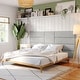 preview thumbnail 4 of 9, Jaxx Panelist Modern Padded Headboard - Clearwater Configuration - Large Wall Panel Arrangement for King or Queen Limestone Grey