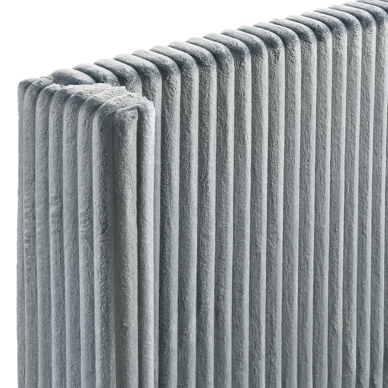 Mavela Wide Wale Corduroy Upholstery Panel Queen Bed, Blue