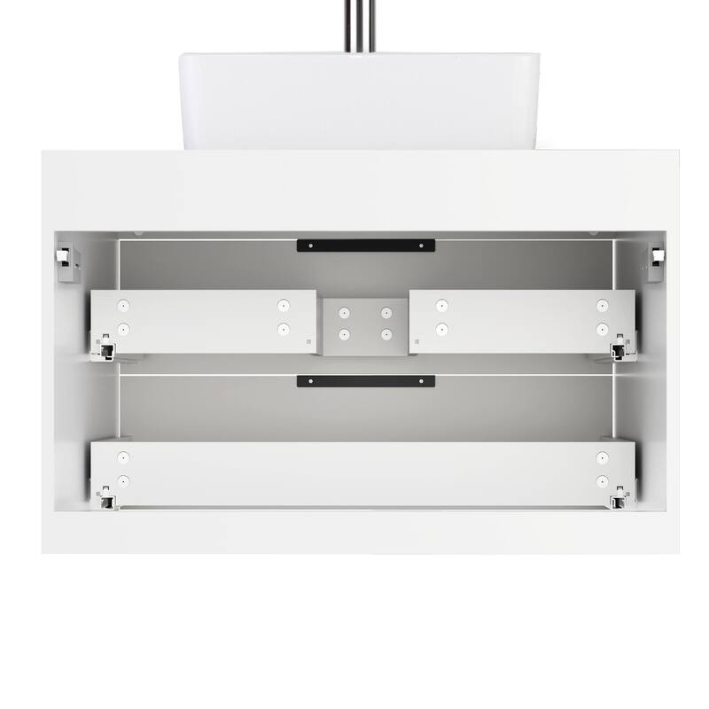 Modern Wall Mounted Bathroom Vanity Set with Vessel Sink & Faucet