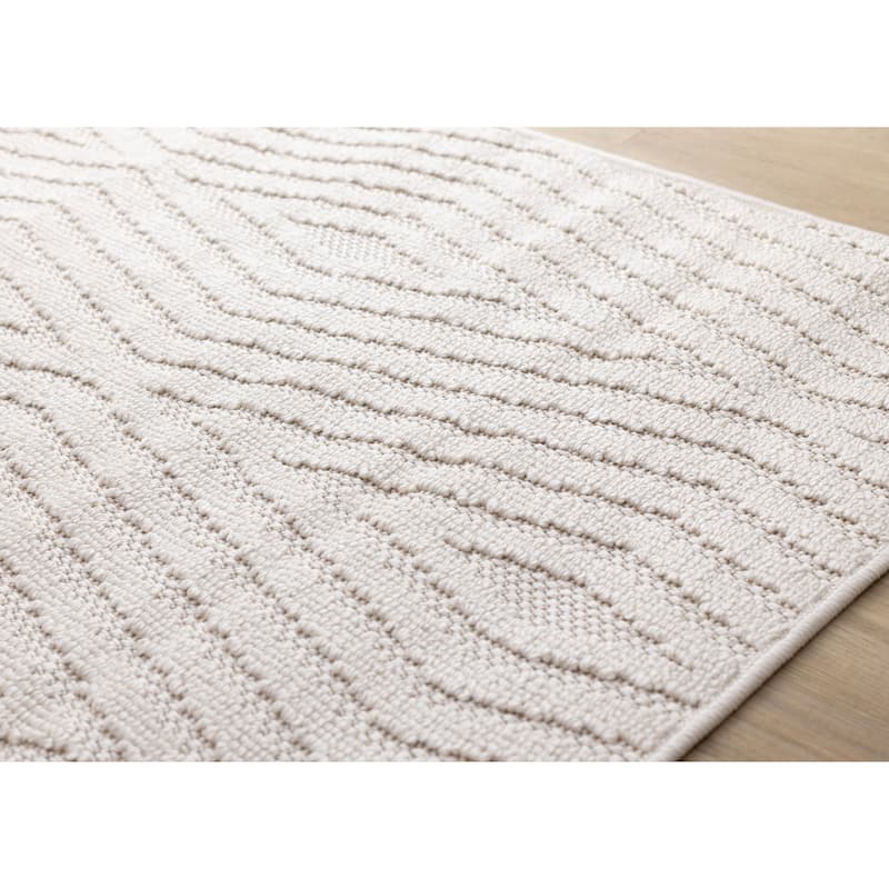 White Diamond Trellis Design Looped Area Rug