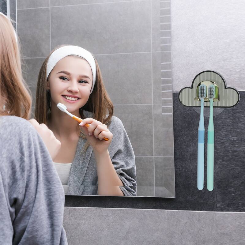 Wall Mounted Toothbrush Holder, Wall Toothbrush Holder for Bathrooms, Hanging Toothbrush Holder, 4.33"x2.56" - Gray