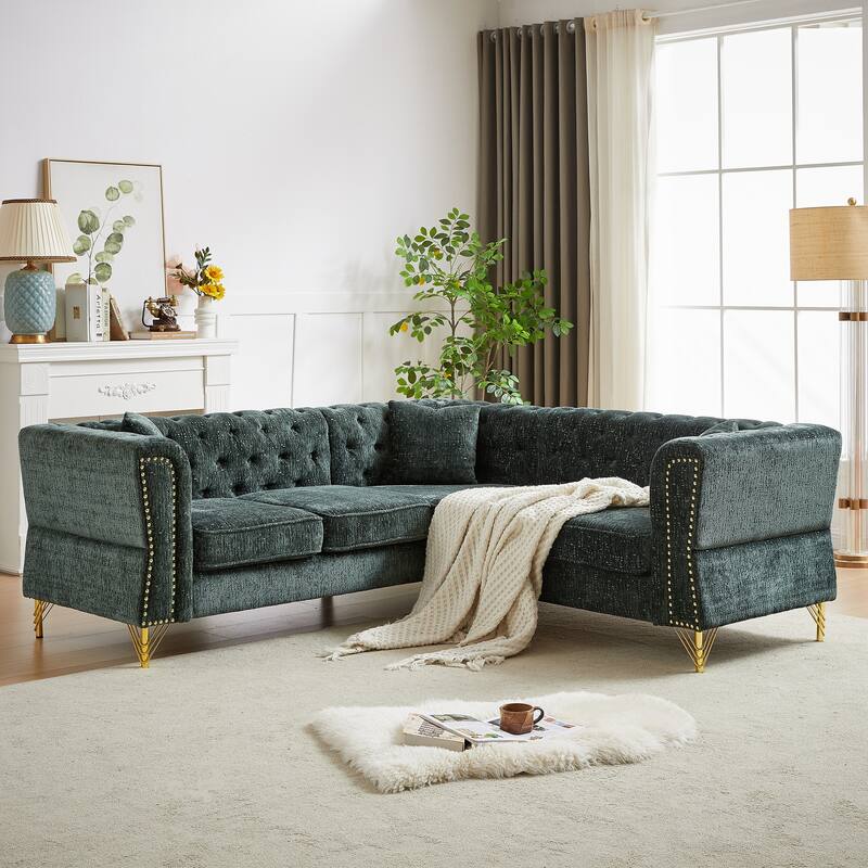81.5'' Chenille L-Shaped 5-Seat Sectional Sofa with 3 Cushions, Stylish Corner Couch for Living Room or Bedroom