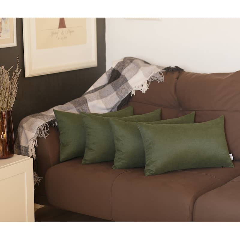 Solid-color Decorative Lumbar Throw Pillow Covers (Set of 4) - Fern