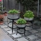preview thumbnail 1 of 8, 3 Piece Round Tub Metal Planter Set with Stand in Galvanized - 51.5 H x 38 W x 54.5 L Inches
