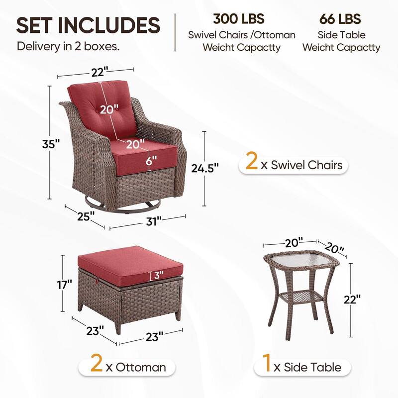 Pocassy Wicker Sofa Chair Set for Garden