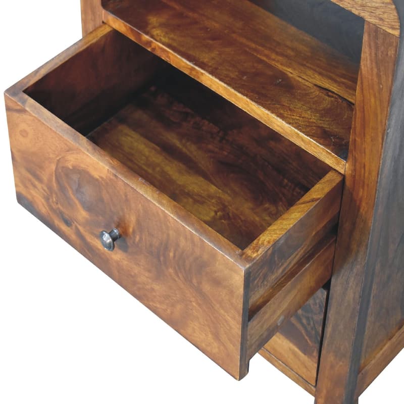 HomeRoots 24" Chestnut Solid Wood Two Drawer Nightstand