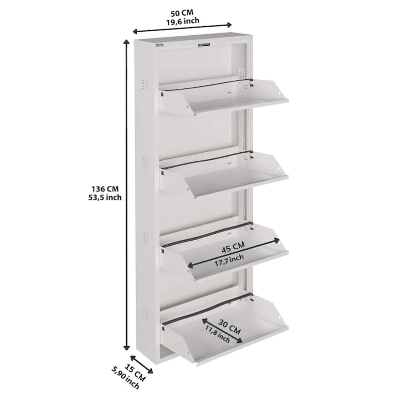 Antibacterial 4 Tier metal shoe cabinet side holes