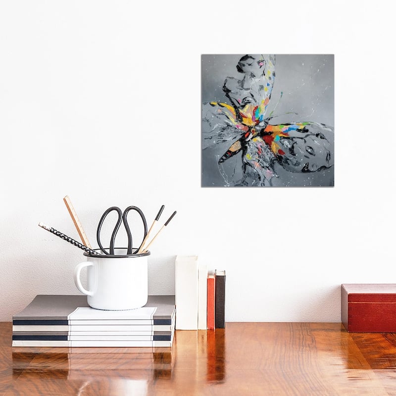 iCanvas "Butterfly On Grey" by KuptsovaArt Canvas Print - 12x12x0.75