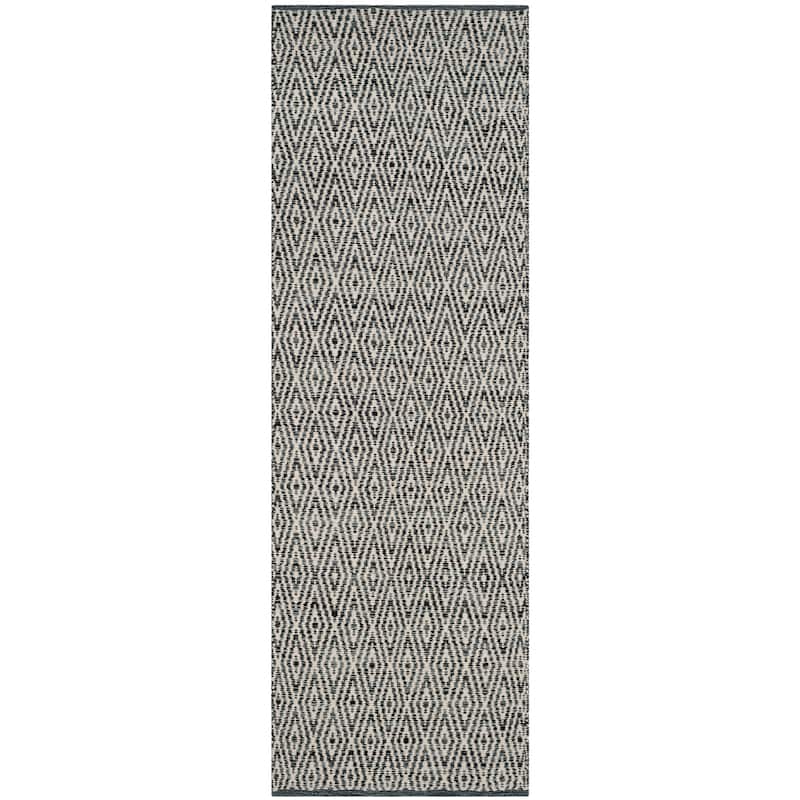 SAFAVIEH Handmade Flatweave Montauk Huxley Sisal Casual Cotton Rug - 2'3" x 7' Runner - Ivory/Dark Grey