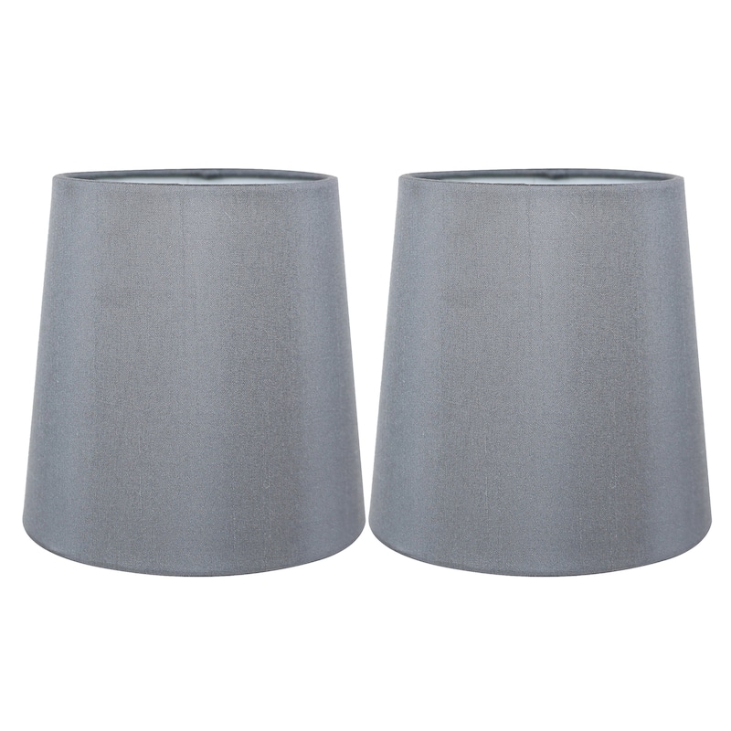 Meriville Faux Silk Clip On Chandelier Lamp Shades, 4-inch by 5-inch by 5-inch - Set of 2 - Gray