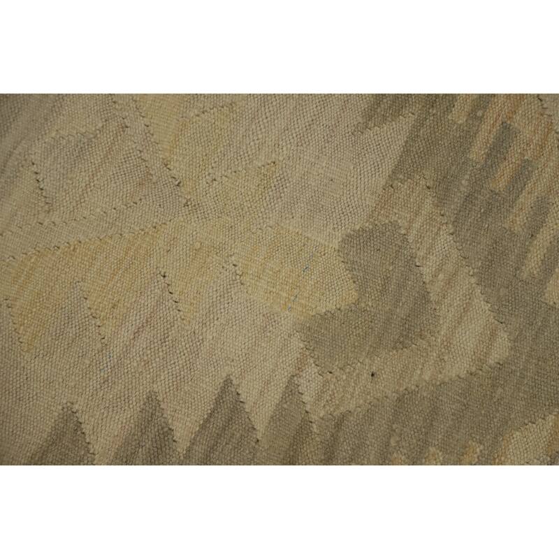 Hand Woven Oriental 100% Wool Carpet Southwestern Tribal Beige & Ivories Kilim Area Rug - 8' 3'' X 4' 10''