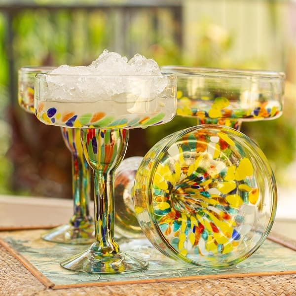 Novica Handmade Confetti Festival Blown Glass Margarita Glasses (Set Of 6)  - Bed Bath & Beyond - 34502135