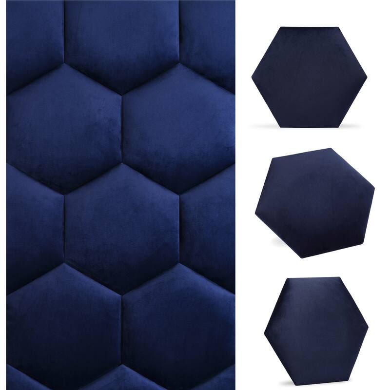 Wall!Supply Luxury Velvet Textile Hexagon (2pc.) - Blue